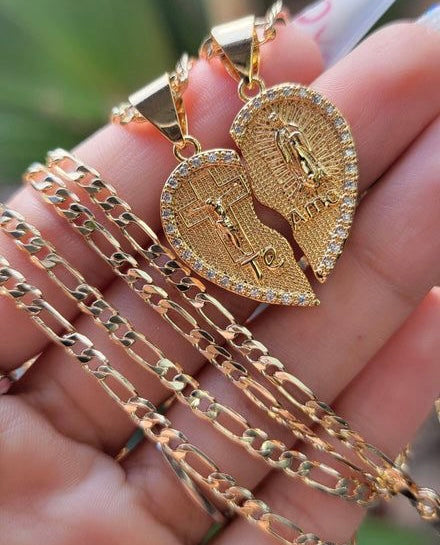 San Judas y Guadalupe | Collar corazón partido