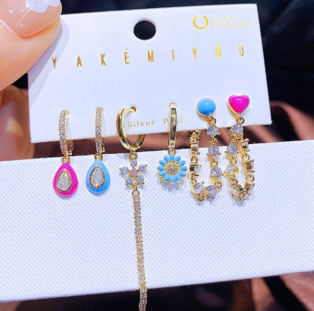 Set Asimétrico 5 Girasol | aretes pendientes